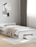 vidaXL Рамка за легло с чекмедже бяла 100x200 см инженерно дърво