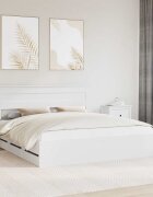 vidaXL Рамка за легло с чекмедже Бяло 180 x 200 cm Инженерна дървесина