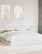 vidaXL Рамка за легло с чекмедже Бяло 200 x 200 cm Инженерна дървесина