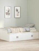 vidaXL Рамка за легло с чекмедже Бяло 90 x 190 cm Инженерна дървесина
