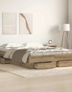 vidaXL Рамка за легло с чекмедже Дъб 140 x 190 cm Инженерна дървесина