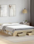 vidaXL Рамка за легло с чекмедже дъб сонома 140x190 см инженерно дърво