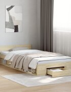 vidaXL Рамка за легло с чекмедже дъб сонома 75x190 см инженерно дърво