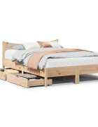 vidaXL Рамка за легло с чекмеджета 120x190 см борово дърво масив