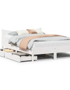 vidaXL Рамка за легло с чекмеджета бяла 135x190 см бор масив