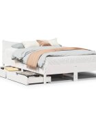 vidaXL Рамка за легло с чекмеджета бяла 150x200 см бор масив