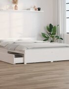 vidaXL Рамка за легло с чекмеджета бяла 150x200 см King Size