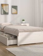 vidaXL Рамка за легло с чекмеджета бяло 75x190 см Small Single