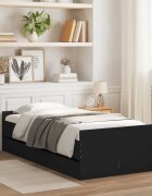 vidaXL Рамка за легло с чекмеджета черно 75x190 см Small Single