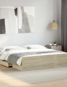 vidaXL Рамка за легло с чекмеджета дъб сонома 200x200 см