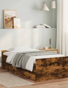 vidaXL Рамка за легло с чекмеджета опушен дъб 75x190 см Small Single