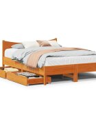 vidaXL Рамка за легло с чекмеджета восъчнокафяв 120x200 см бор масив