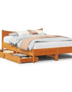 vidaXL Рамка за легло с чекмеджета восъчнокафяв 150x200 см бор масив