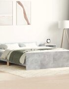 vidaXL Рамка за легло с горна и долна табла бетонно сива 135x190 см