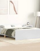 vidaXL Рамка за легло с горна и долна табла бяла 135x190 см