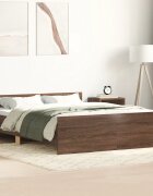 vidaXL Рамка за легло с горна и долна табла кафяв дъб 135x190 см