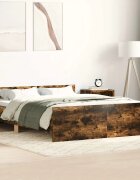 vidaXL Рамка за легло с горна и долна табла опушен дъб 140x200 см