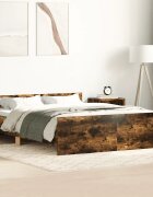 vidaXL Рамка за легло с горна и долна табла опушен дъб 150x200 см