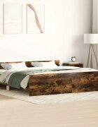 vidaXL Рамка за легло с горна и долна табла опушен дъб 160x200 см