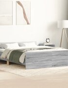 vidaXL Рамка за легло с горна и долна табла сив сонома 150x200 см