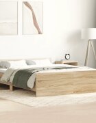 vidaXL Рамка за легло с горна и долна табла сонома дъб 150x200 см