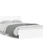 vidaXL Рамка за легло с горна табла и LED бяла 140x190 см