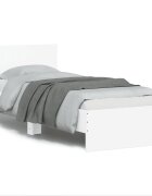 vidaXL Рамка за легло с горна табла и LED осветление бяла 75x190 см