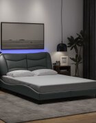 vidaXL Рамка за легло с LED без матрак Hvar 140x190 см плат