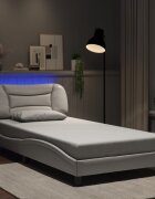 vidaXL Рамка за легло с LED без матрак Hvar бяла 100x200 см