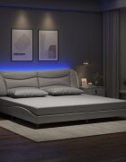 vidaXL Рамка за легло с LED без матрак Hvar бяла 200x200 см
