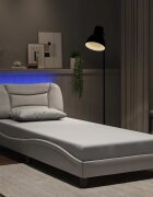 vidaXL Рамка за легло с LED без матрак Hvar бяла 80x200 см