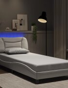 vidaXL Рамка за легло с LED без матрак Hvar бяла 90x190 см