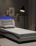 vidaXL Рамка за легло с LED без матрак Hvar бяла и черно 90x190 см