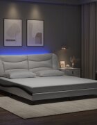 vidaXL Рамка за легло с LED без матрак Hvar бяло-черна 180x200 см