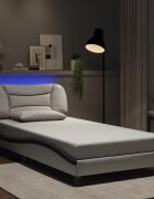 vidaXL Рамка за легло с LED без матрак Hvar бяло и черно 100x200см