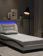 vidaXL Рамка за легло с LED без матрак Hvar бяло и черно 80x200 см