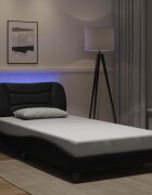 vidaXL Рамка за легло с LED без матрак Hvar черна 100x190 см