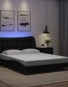 vidaXL Рамка за легло с LED без матрак Hvar черна 140x190 см
