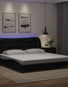 vidaXL Рамка за легло с LED без матрак Hvar черна 180x200 см