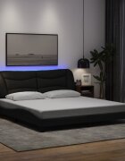 vidaXL Рамка за легло с LED без матрак Hvar черна 180x200см плат
