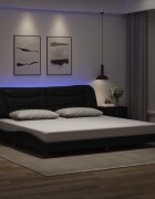 vidaXL Рамка за легло с LED без матрак Hvar черна 200x200 см