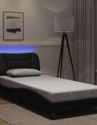 vidaXL Рамка за легло с LED без матрак Hvar черна 80x200 см