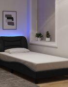 vidaXL Рамка за легло с LED без матрак Hvar Черно 80x200 см плат