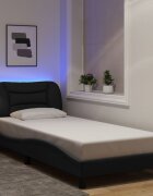 vidaXL Рамка за легло с LED без матрак Hvar Черно 90x190 см плат