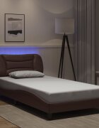 vidaXL Рамка за легло с LED без матрак Hvar кафява 100x200 см