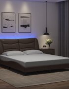 vidaXL Рамка за легло с LED без матрак Hvar кафява 160x200 cм