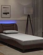 vidaXL Рамка за легло с LED без матрак Hvar кафява 80x200см