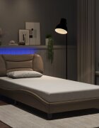 vidaXL Рамка за легло с LED без матрак Hvar капучино 100x200 см