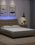 vidaXL Рамка за легло с LED без матрак Hvar капучино 120x200 см