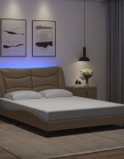 vidaXL Рамка за легло с LED без матрак Hvar капучино 140x190 см